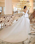 Princess Wedding Dress With Long Train Satin Mermaid Bride Dresses Off The Shoulder Wedding Party Dress Long Train Satin