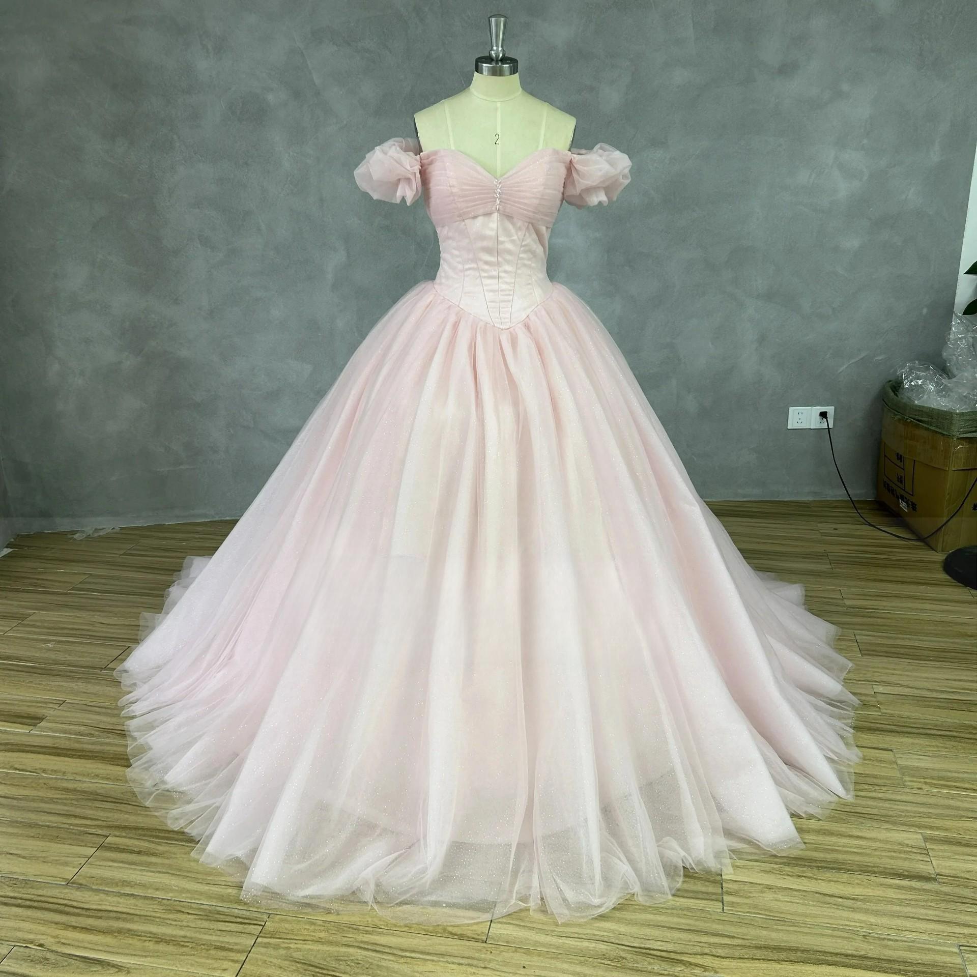 Princess Wedding Dress Corset Sweetheart Neck Ball Gowns Glitter Tulle Bride Dresses Robe De Mariee Wedding Gowns