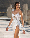 Modern Lace Mermaid Wedding Dress Side Split Sexy Backless Bridal Dresses Sweetheart Floor-Length Applique Bride Gowns
