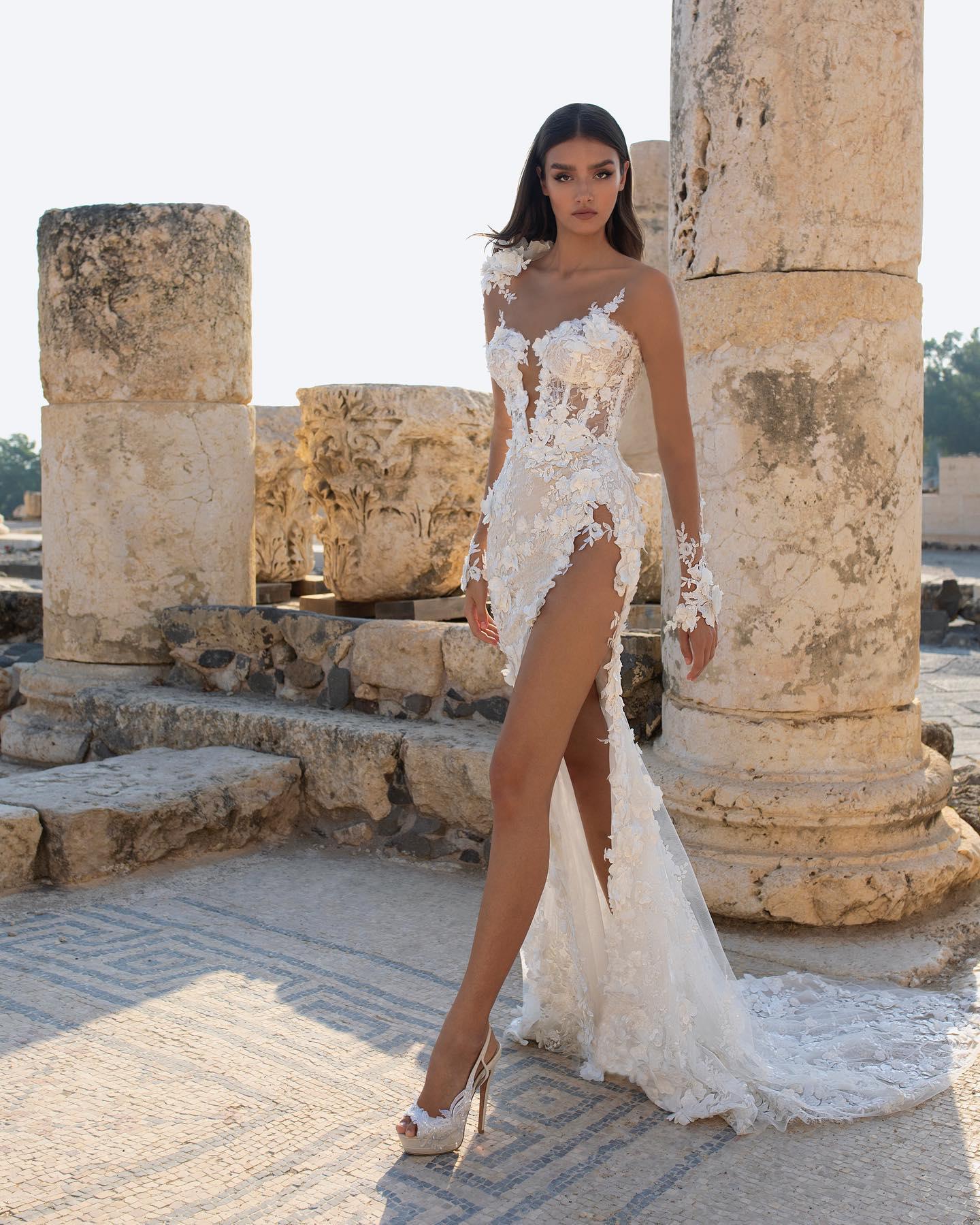 Modern Lace Mermaid Wedding Dress Side Split Sexy Backless Bridal Dresses Sweetheart Floor-Length Applique Bride Gowns Ivory