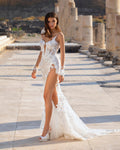 Modern Lace Mermaid Wedding Dress Side Split Sexy Backless Bridal Dresses Sweetheart Floor-Length Applique Bride Gowns