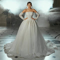 White A-Line Wedding Dresses Strapless Appliques Princess Satin Bridal Dress Formal Wedding Ball Prom Gowns Customized Custom Color 4