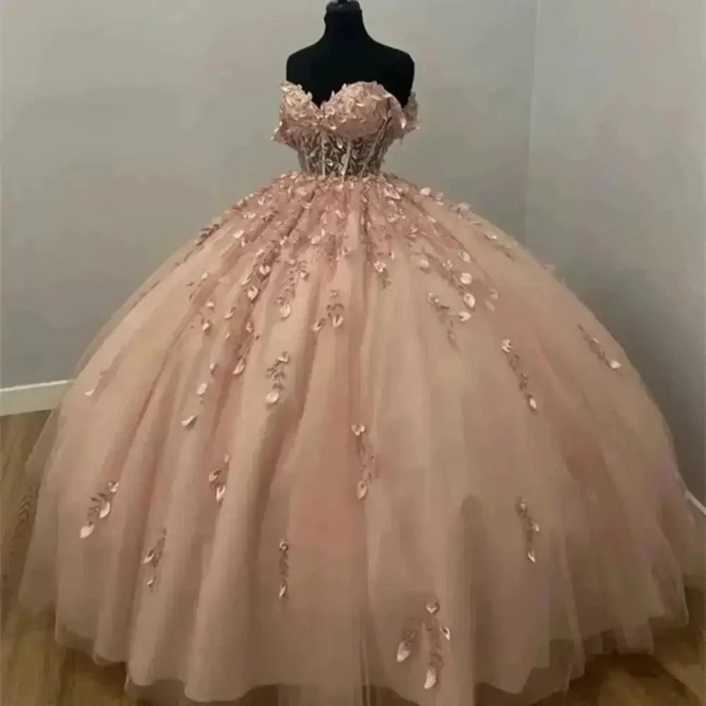 Quince Dress | Blush Pink Quinceanera Dresses Vestidos De 15 Anos Formal Birthday Party Prom Ball Gown Corset Back picture blush