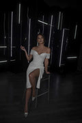 Simple Sparkly Princess Vestido De Novia Wedding Dress Modern Bow Satin Mermaid Court Train Bridal Gown Satin