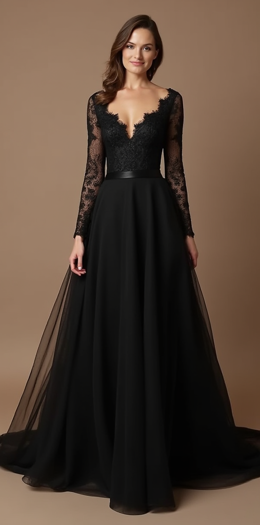 🔹 Black wedding dress | فستان زفاف أسود | Vestido de novia negro
🔹 Gothic wedding dress | فستان زفاف قوطي | Vestido de novia gótico
🔹 Long sleeve lace bridal gown | فستان زفاف بأكمام دانتيل طويلة | Vestido de novia con mangas largas de encaje
🔹 Alternative bridal dress | فستان زفاف بديل | Vestido de novia alternativo
🔹 Elegant black gown for weddings | فستان زفاف أسود أنيق | Vestido de novia negro elegante