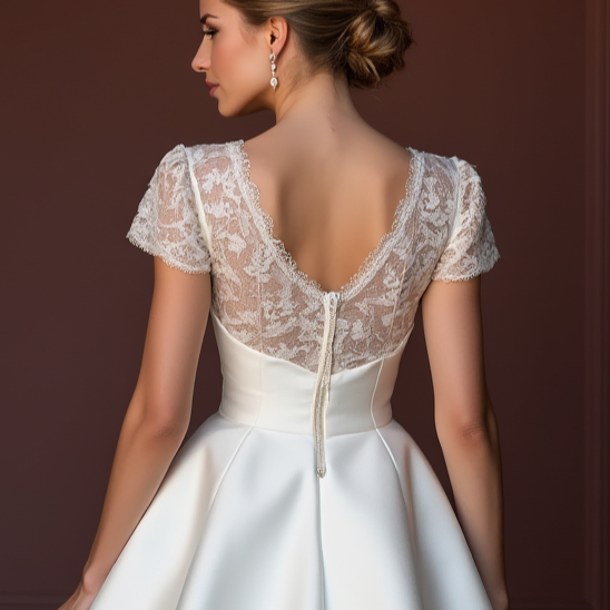 Sexy Short Wedding Dress and Mini Dress with a Sheer Lace Back