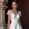 Sexy Short Wedding Dress and Mini Dress with a Sheer Lace Back