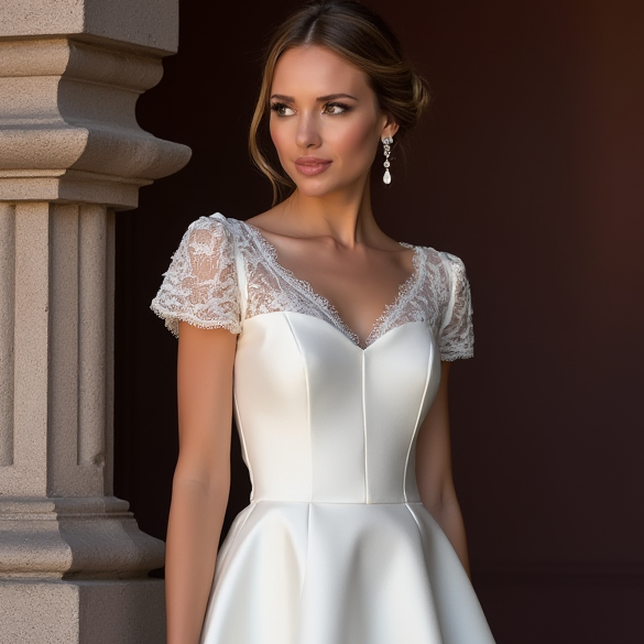 Sexy Short Wedding Dress and Mini Dress with a Sheer Lace Back