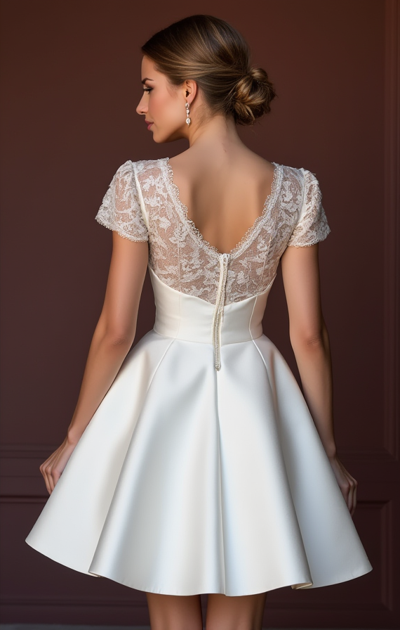 Sexy Short Wedding Dress and Mini Dress with a Sheer Lace Back