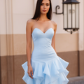 Romantic blue Evening Dress and Prom Dress with a Full Ball Gown Skirt for a Princess Look