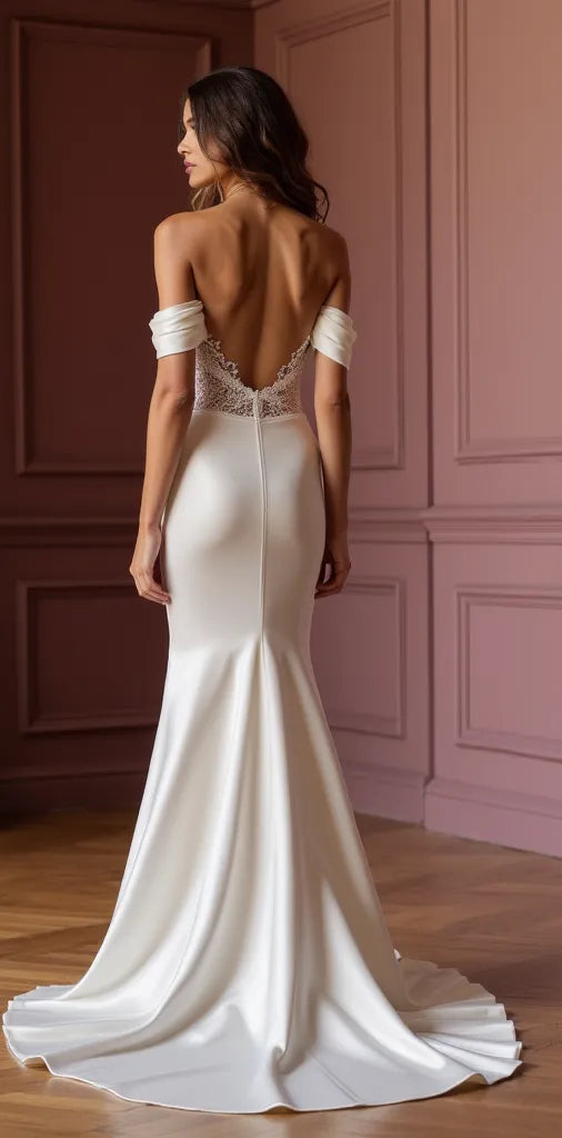 Mermaid Fit-and-Flare Wedding Dress with Stunning Bridal Details