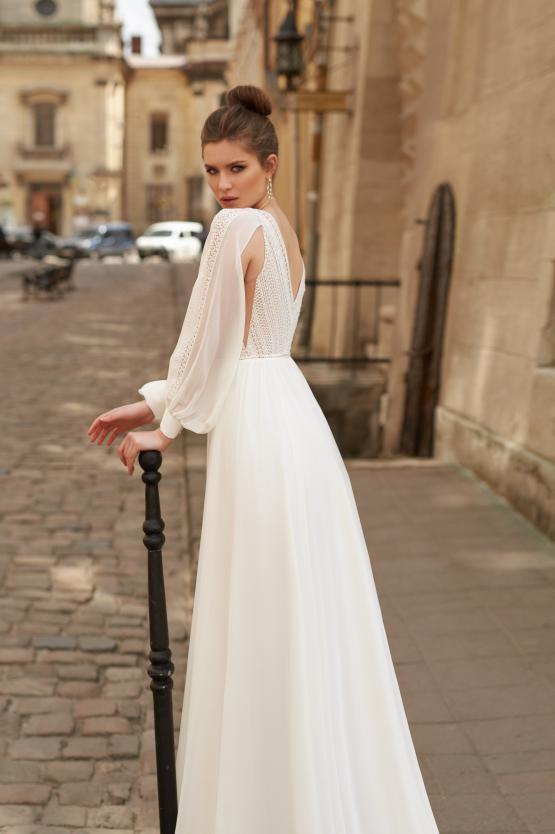 Sexy O-Neck A-line Wedding Dresses Boho Chiffon Fuff Long Sleeve vestido de novia bohemio Elegant Lace Bridal Party Boho