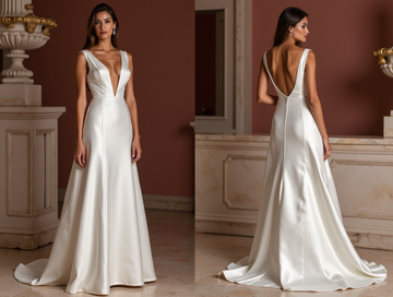 A-Line White Wedding Dress with a Modest Neckline for a Refined Style