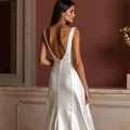 A-Line White Wedding Dress with a Modest Neckline for a Refined Style