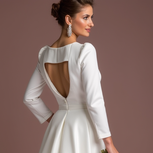 Princess White Wedding Dress with a High Neckline for a Vintage-Inspired Look