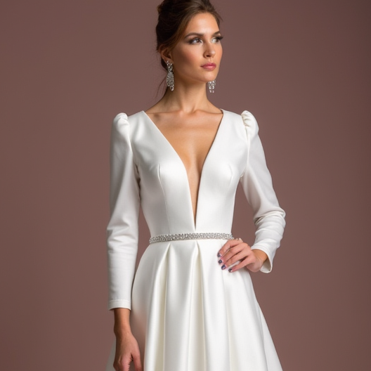 Princess White Wedding Dress with a High Neckline for a Vintage-Inspired Look