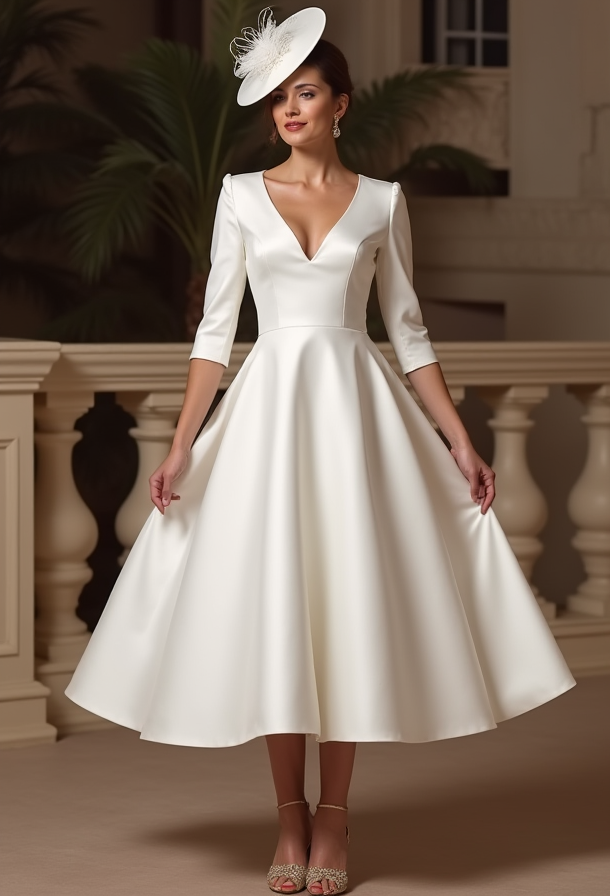 Elegant White Mini Short Wedding Dress with a Layered Skirt for Extra Volume and Drama