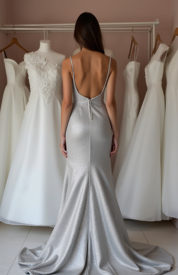 Simple White A-Line Bridal Gown with Satin Finish and Sleek Modern Fit