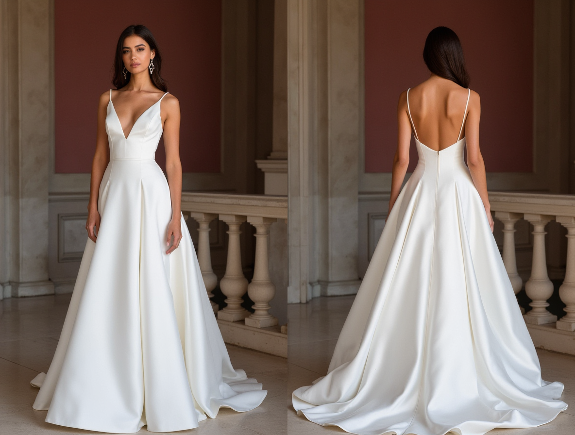 A-Line White Wedding Dress with a Structured Bodice for a Clean Look