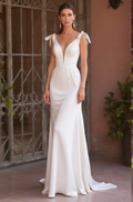 Elegant A-Line Wedding Dress with a Lace Overlay for a Vintage Touch