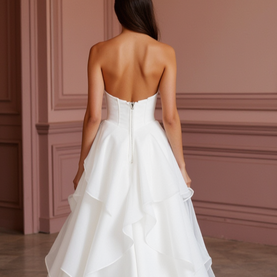 White Princess Wedding Dress with Floral Appliqués for a Romantic Touch