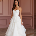 White Princess Wedding Dress with Floral Appliqués for a Romantic Touch