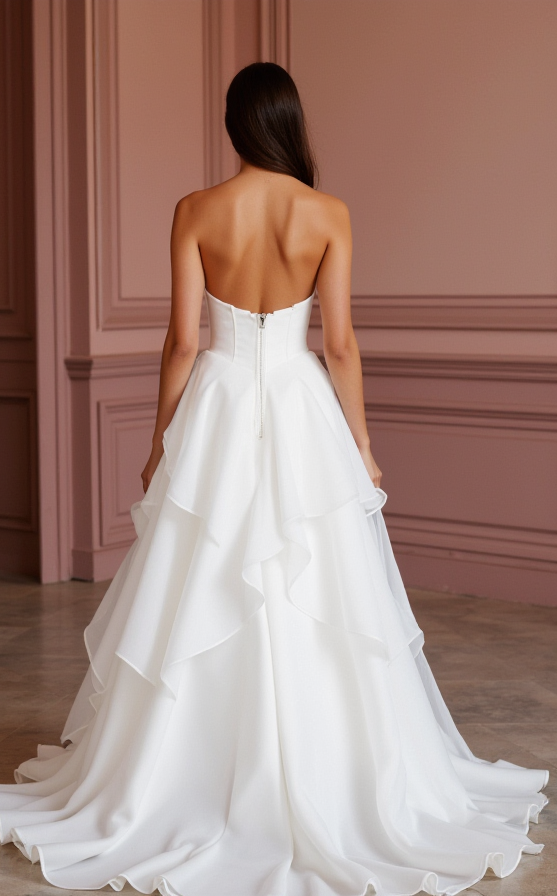 White Princess Wedding Dress with Floral Appliqués for a Romantic Touch