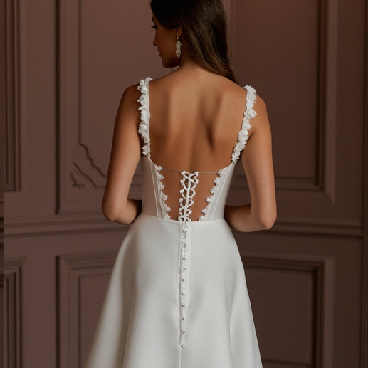 A-Line Wedding Dress with Illusion Sleeves for a Modern Touch