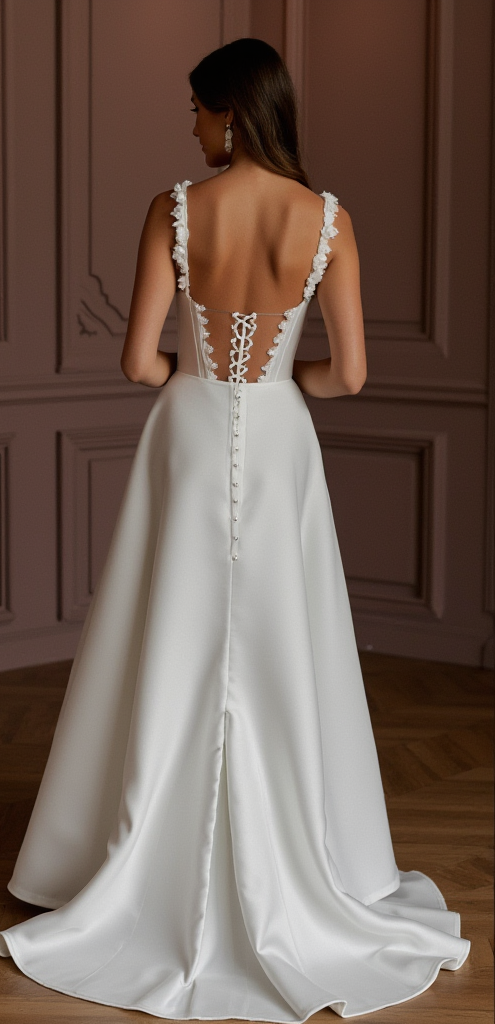 A-Line Wedding Dress with Illusion Sleeves for a Modern Touch
