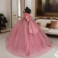Quince Dress | Glittering Off-Shoulder Quinceanera Dress Flower Appliques Ball Gown Vestidos De 15 Birthday Party Gowns Corset
