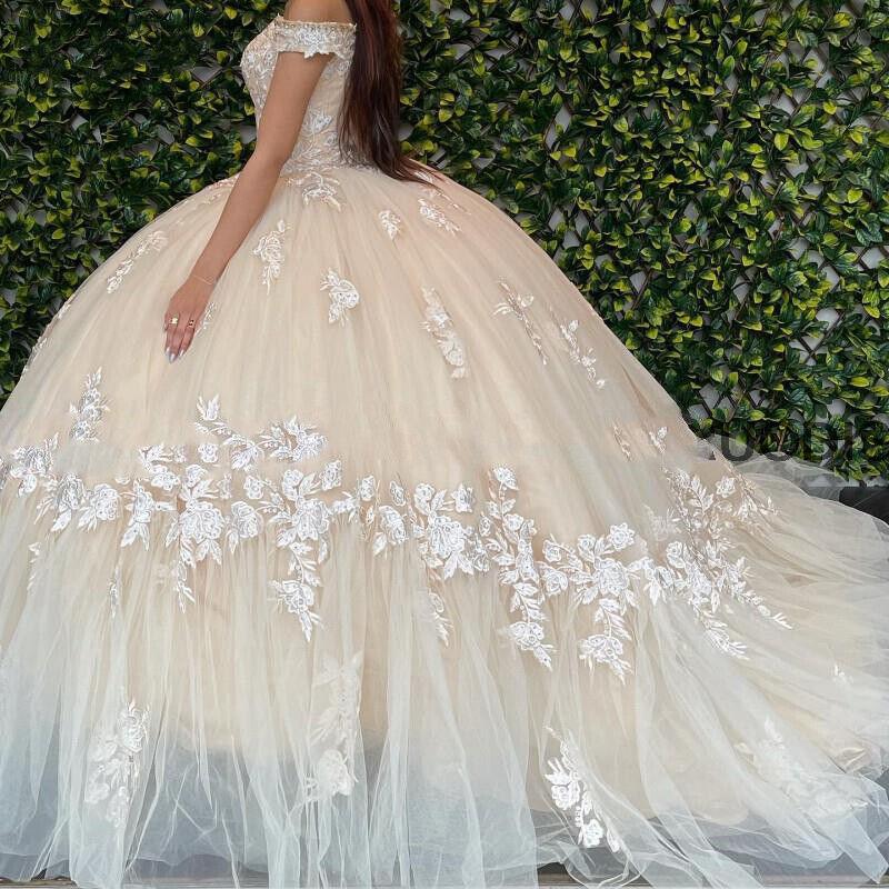 Quince Dress | Off-Shoulder Quinceanera Dresses 15 Party Prom Sweetheart Tulle Cinderella Birthday Ball Gowns