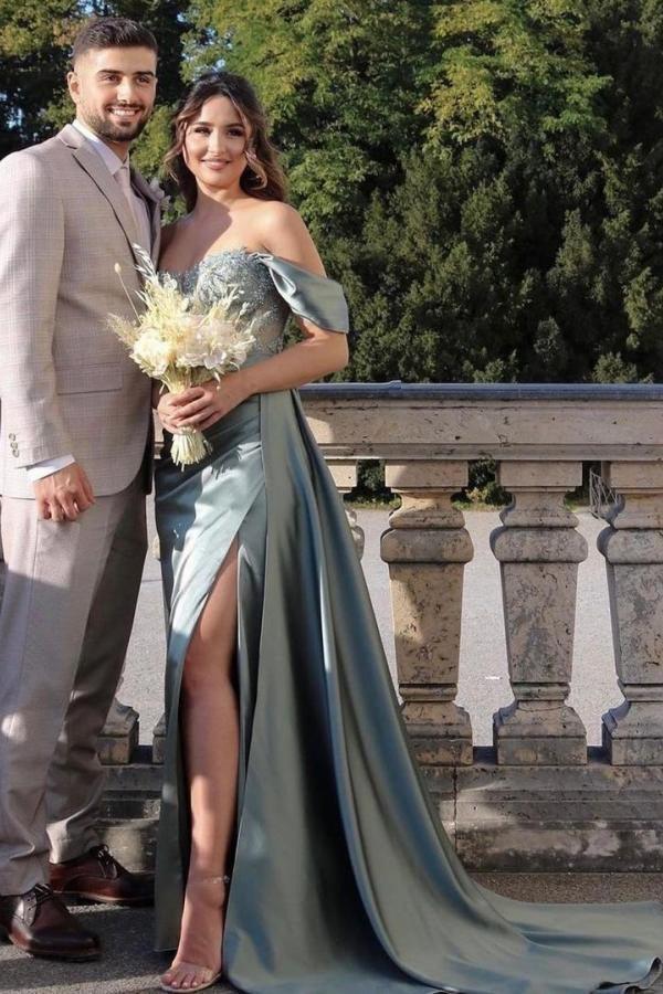Mermaid Sexy Off-the-shoulder Sweetheart Side Slit Luxury Floor Length Evening Dress Cocktail Tail Formal Ball Party dress Mermaid