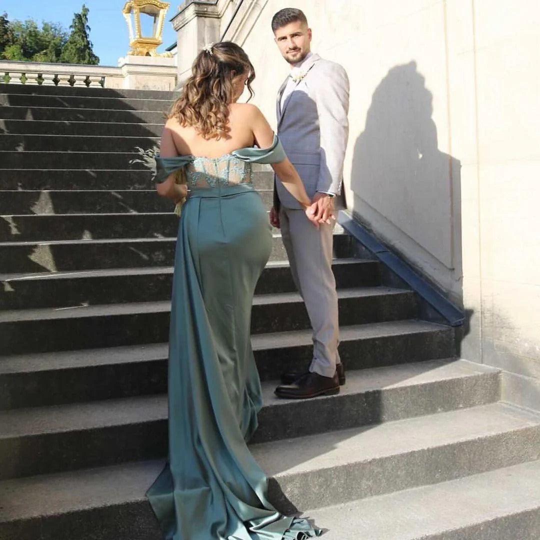 Mermaid Sexy Off-the-shoulder Sweetheart Side Slit Luxury Floor Length Evening Dress Cocktail Tail Formal Ball Party dress Mermaid
